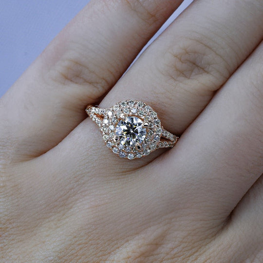 Certified 1.30CT Round Cut Diamond Engagement Ring in 14kt Rose Gold