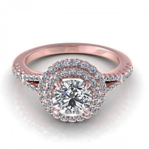 Certified 1.30CT Round Cut Diamond Engagement Ring in 14kt Rose Gold