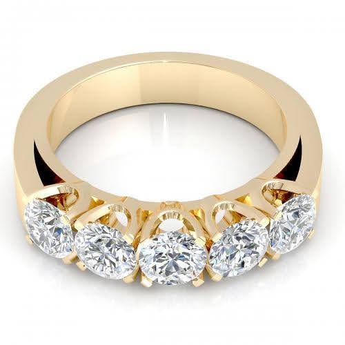 Certified 1.50 CT Round Cut Diamond Wedding Band in 14 KT Yellow Gold