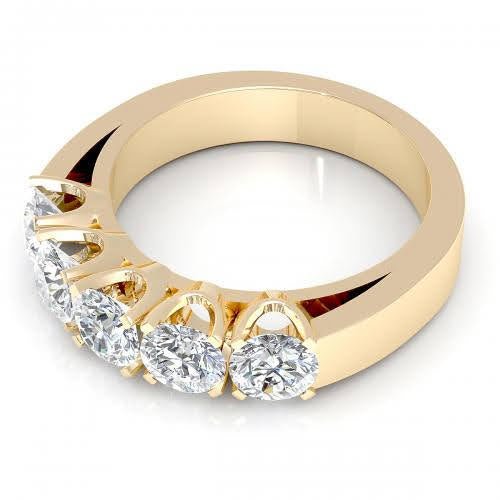 Certified 1.50 CT Round Cut Diamond Wedding Band in 14 KT Yellow Gold - Primestyle.com