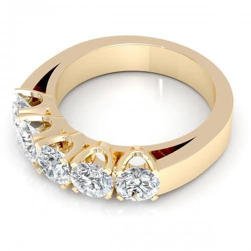 Certified 1.50 CT Round Cut Diamond Wedding Band in 14 KT Yellow Gold