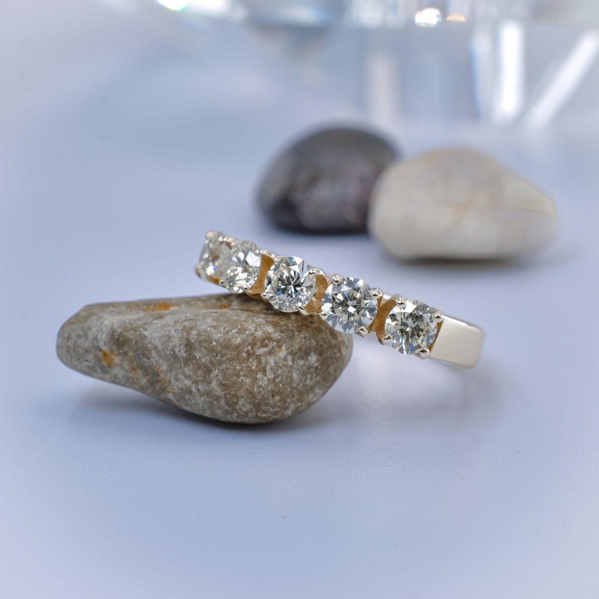 Certified 1.50 CT Round Cut Diamond Wedding Band in 14 KT Yellow Gold