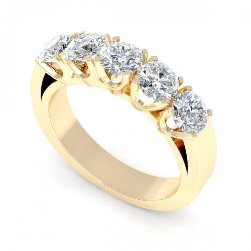 Certified 1.50 CT Round Cut Diamond Wedding Band in 14 KT Yellow Gold - Primestyle.com