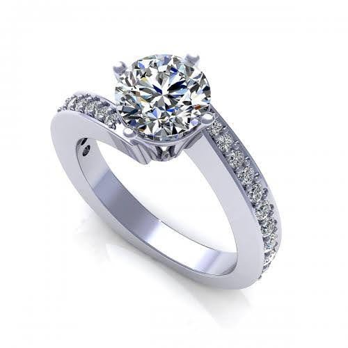 Certified 1.60 CT Round Cut Diamond Engagement Ring in 14 KT White Gold - Primestyle.com