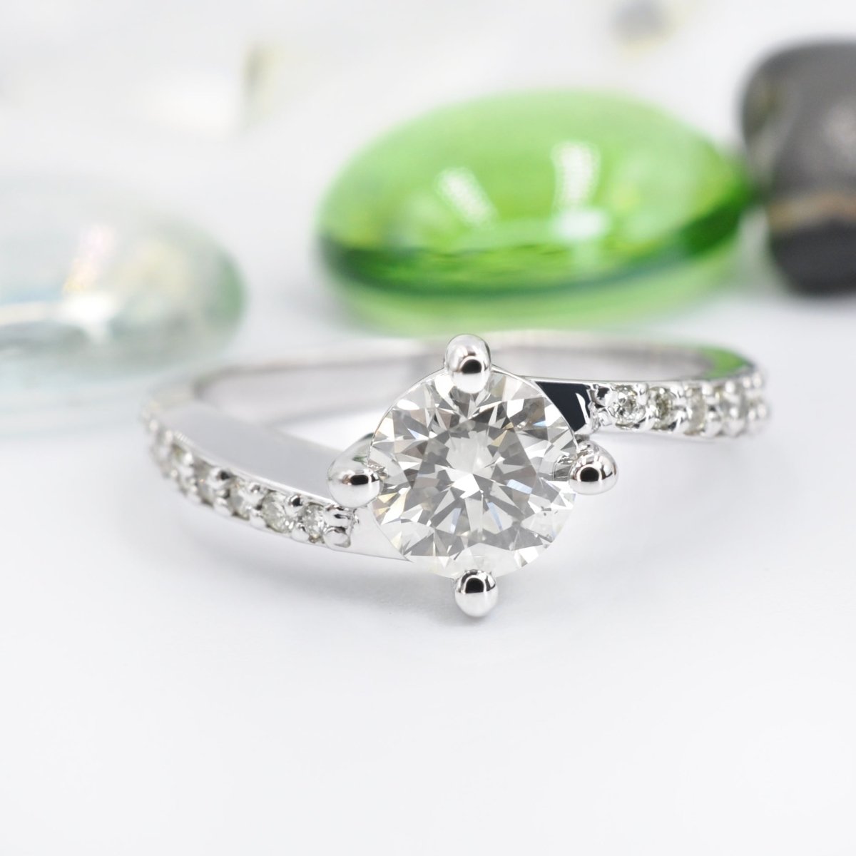 Certified 1.60 CT Round Cut Diamond Engagement Ring in 14 KT White Gold