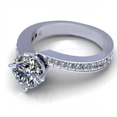 Certified 1.60 CT Round Cut Diamond Engagement Ring in 14 KT White Gold - Primestyle.com