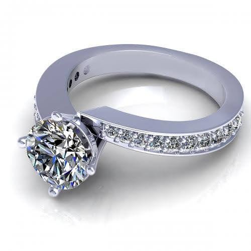Certified 1.60 CT Round Cut Diamond Engagement Ring in 14 KT White Gold - Primestyle.com