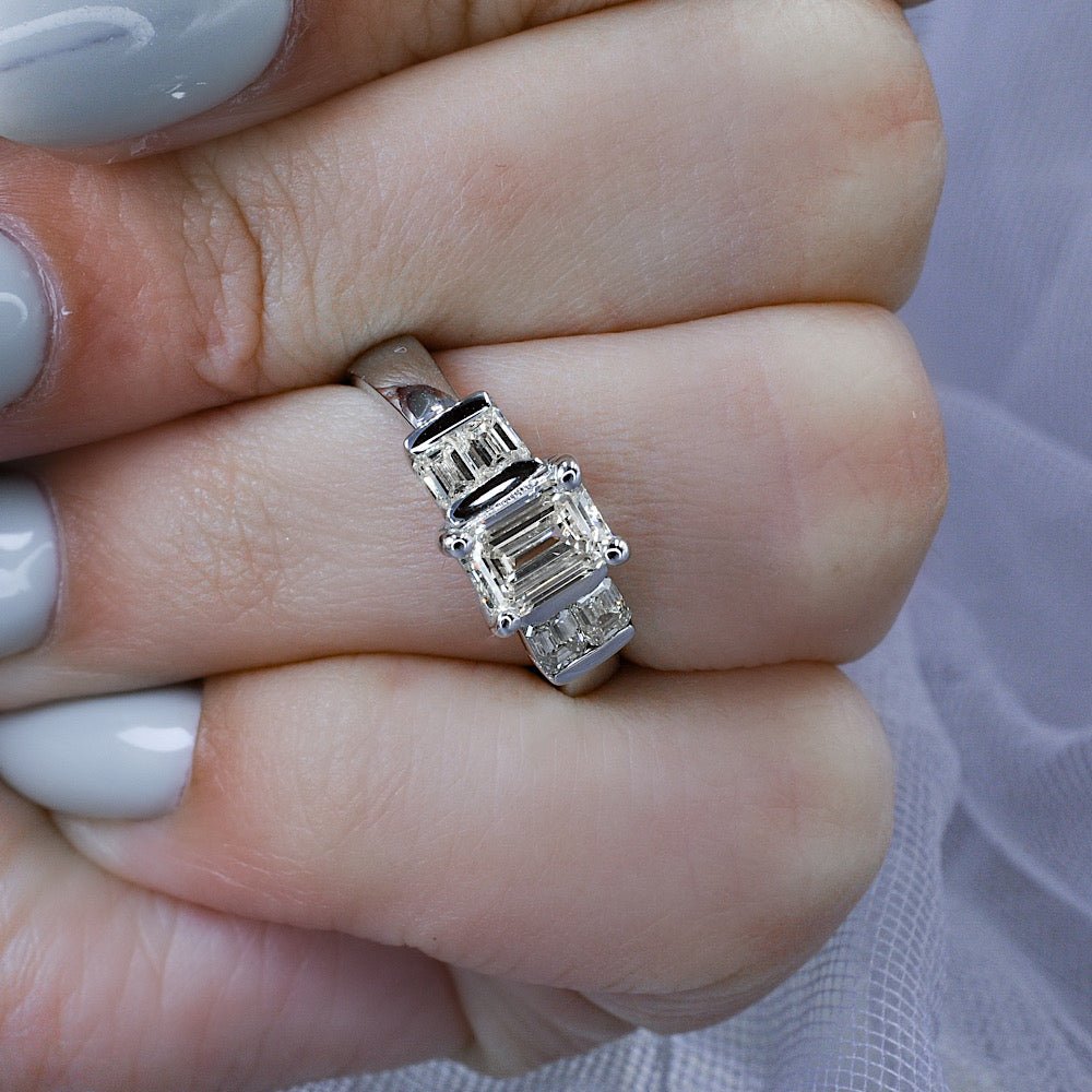 Certified 1.60CT Emerald Cut Diamond Engagement Ring in Platinum - Primestyle.com