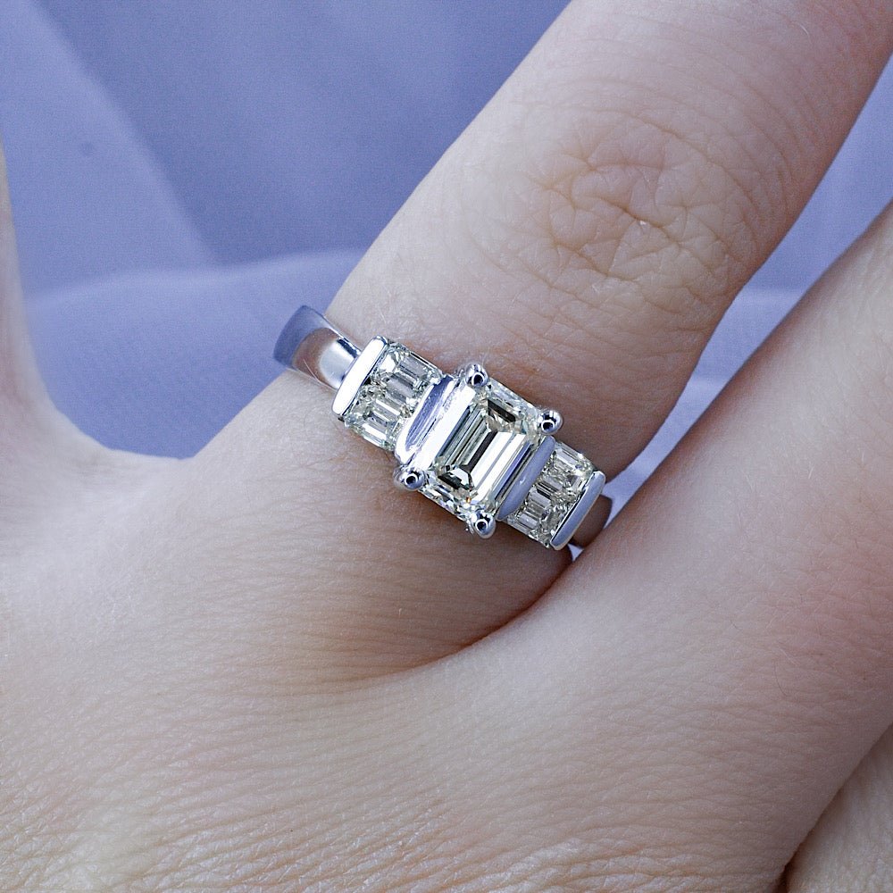 Certified 1.60CT Emerald Cut Diamond Engagement Ring in Platinum - Primestyle.com