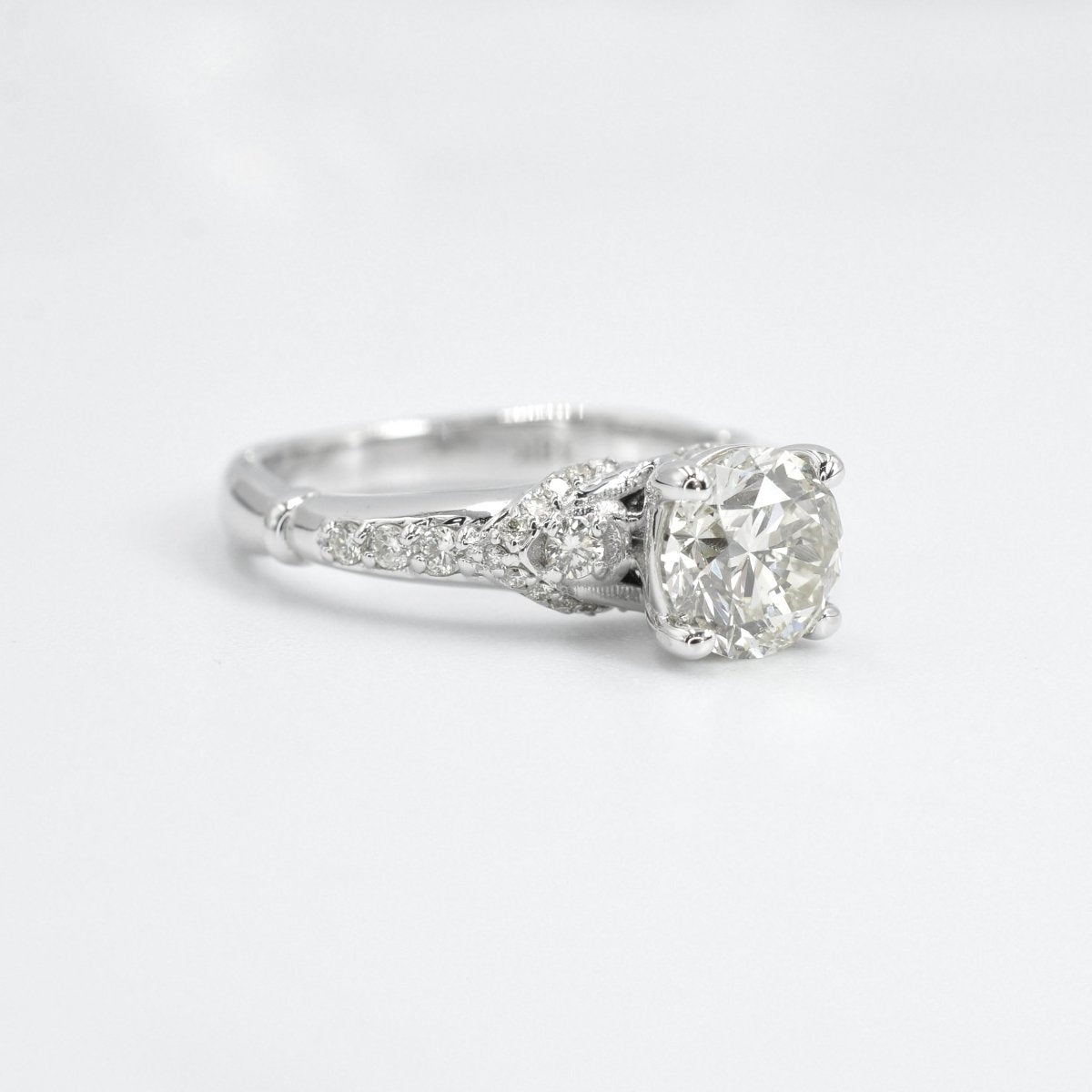 Certified 1.80CT Round Cut Diamond Engagement Ring in 18KT White Gold