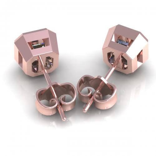 Certified 2.00CT Asscher Cut Diamond Earrings in 14KT Rose Gold - Primestyle.com