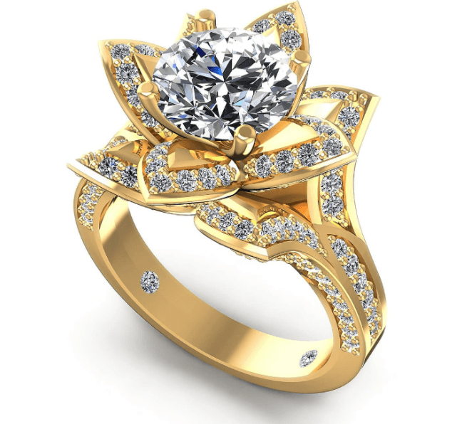 Certified 2.22 CT Round Cut Diamond Engagement Ring in 14 KT Yellow Gold