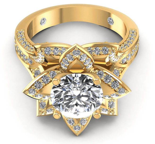 Certified 2.22 CT Round Cut Diamond Engagement Ring in 14 KT Yellow Gold