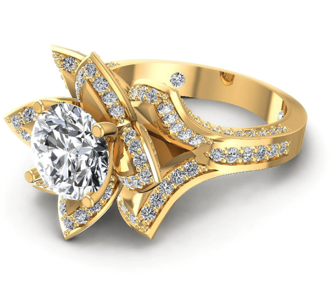 Certified 2.22 CT Round Cut Diamond Engagement Ring in 14 KT Yellow Gold