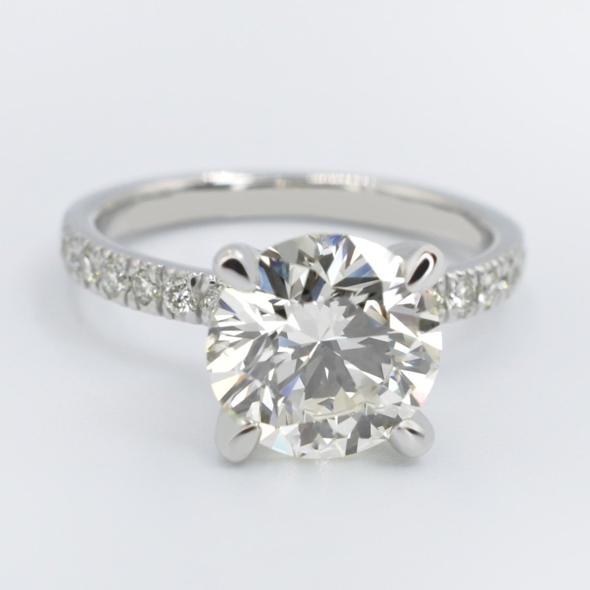 Certified 3.30 CT Round Cut Diamond Engagement Ring in Platinum - Primestyle.com