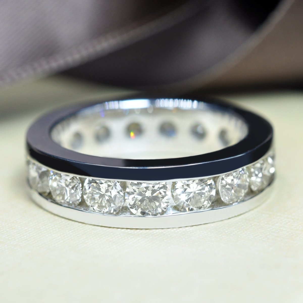 Certified 4.00 CT Round Cut Diamond Eternity Ring in 18KT White Gold