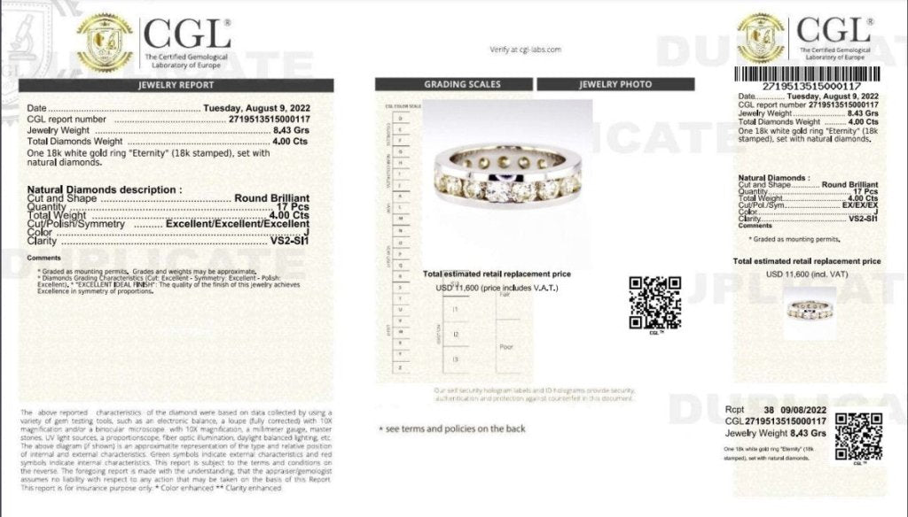 Certified 4.00 CT Round Cut Diamond Eternity Ring in 18KT White Gold - Primestyle.com