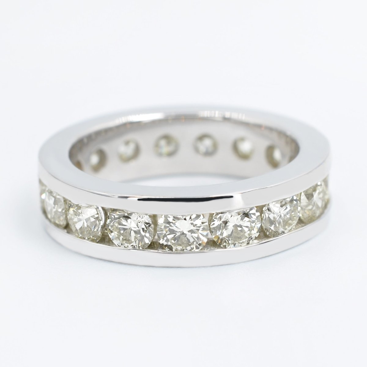 Certified 4.00 CT Round Cut Diamond Eternity Ring in 18KT White Gold