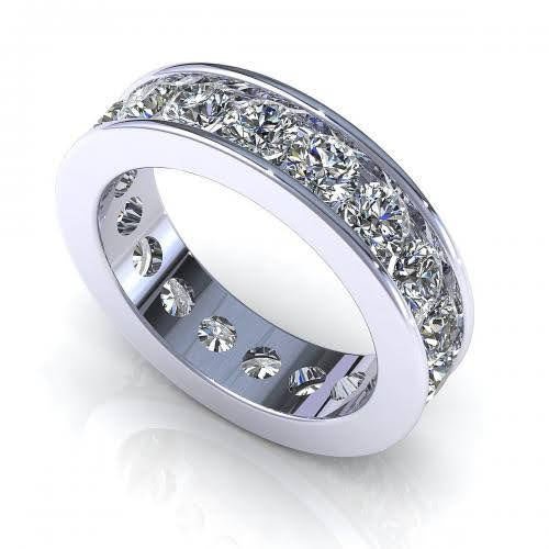 Certified 4.00 CT Round Cut Diamond Eternity Ring in 18KT White Gold