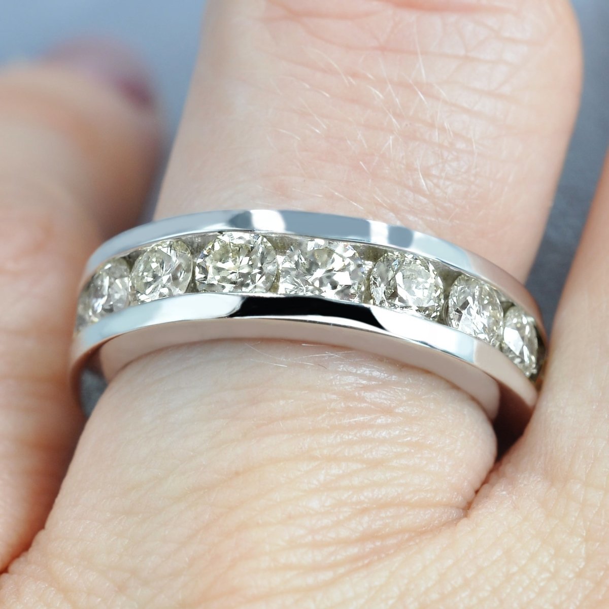 Certified 4.00 CT Round Cut Diamond Eternity Ring in 18KT White Gold