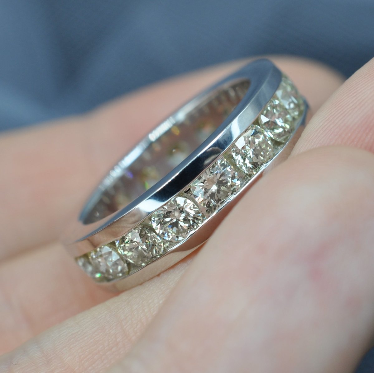 Certified 4.00 CT Round Cut Diamond Eternity Ring in 18KT White Gold