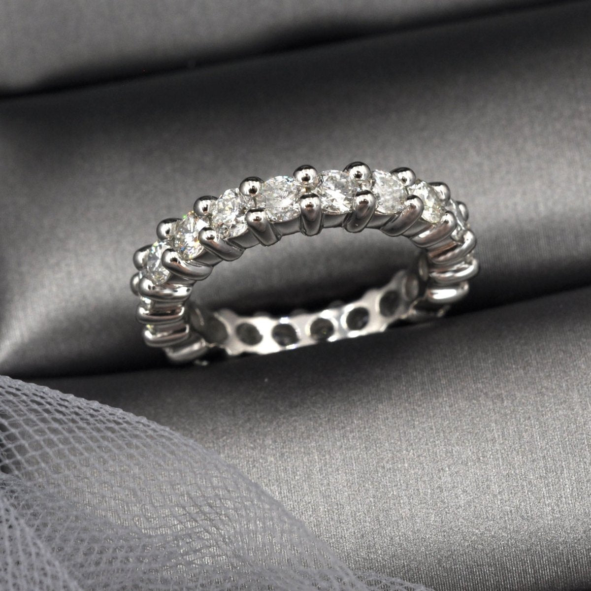 Certified 4.00 CT Round Cut Diamond Eternity Ring in Platinum