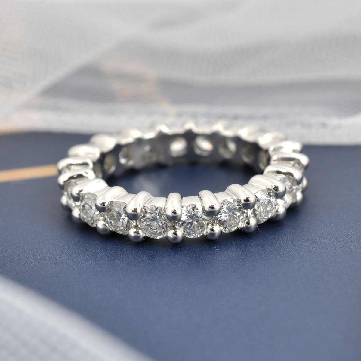 Certified 4.00 CT Round Cut Diamond Eternity Ring in Platinum - Primestyle.com