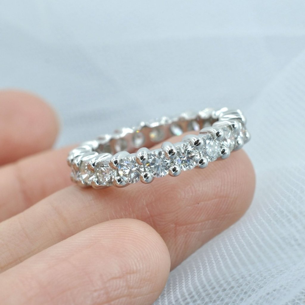 Certified 4.00 CT Round Cut Diamond Eternity Ring in Platinum