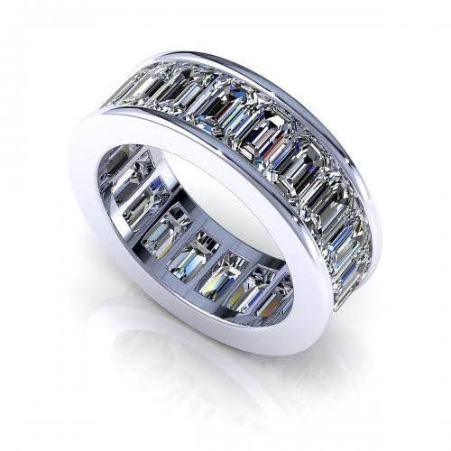 Certified 4.00CT Emerald Cut Diamond Eternity Ring in Platinum - Primestyle.com