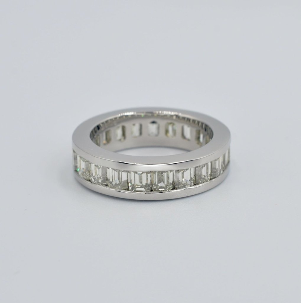 Certified 4.00CT Emerald Cut Diamond Eternity Ring in Platinum