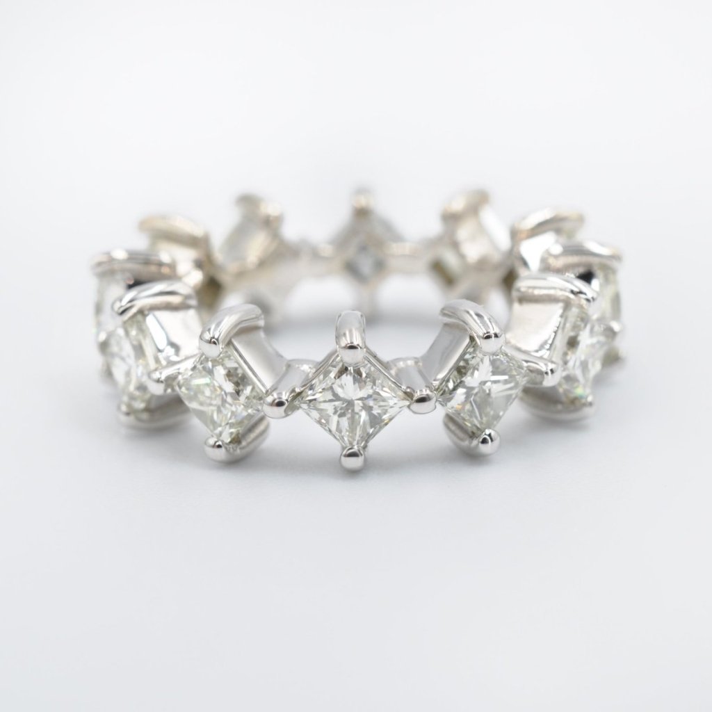 Certified 4.20 CT Princess Cut Diamond Eternity Ring in 18 KT White Gold - Primestyle.com
