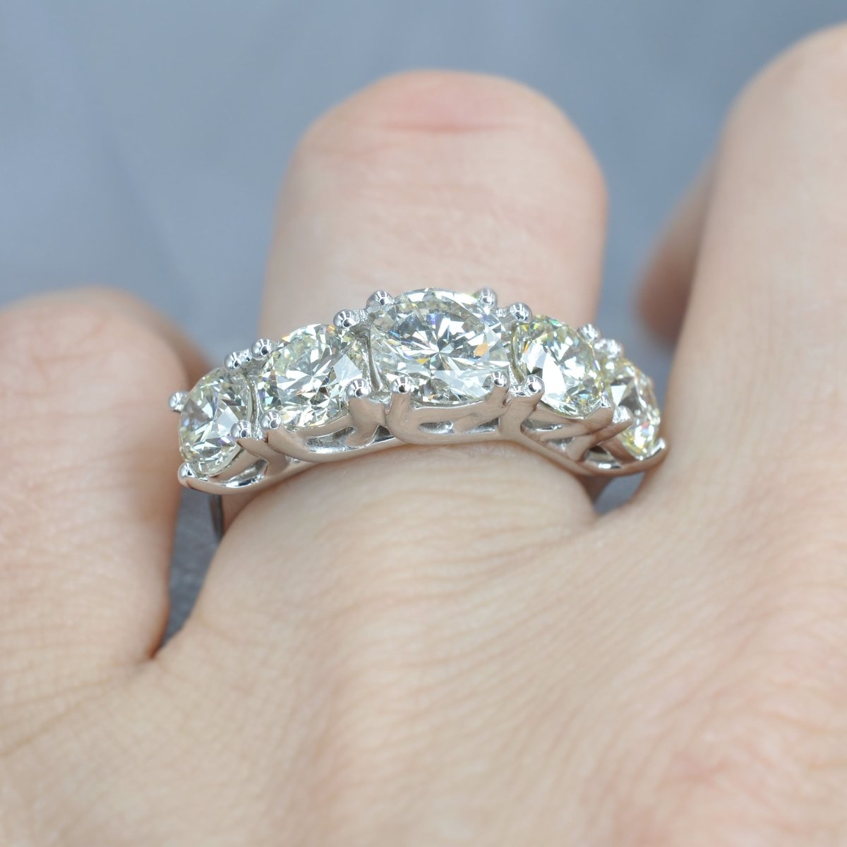 Certified 4.25CT Round Cut Engagement Ring in 14KT White Gold - Primestyle.com