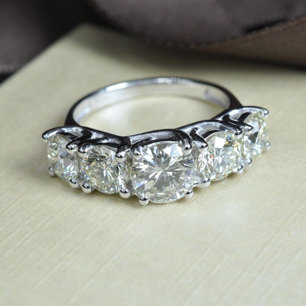 Certified 4.25CT Round Cut Engagement Ring in 14KT White Gold