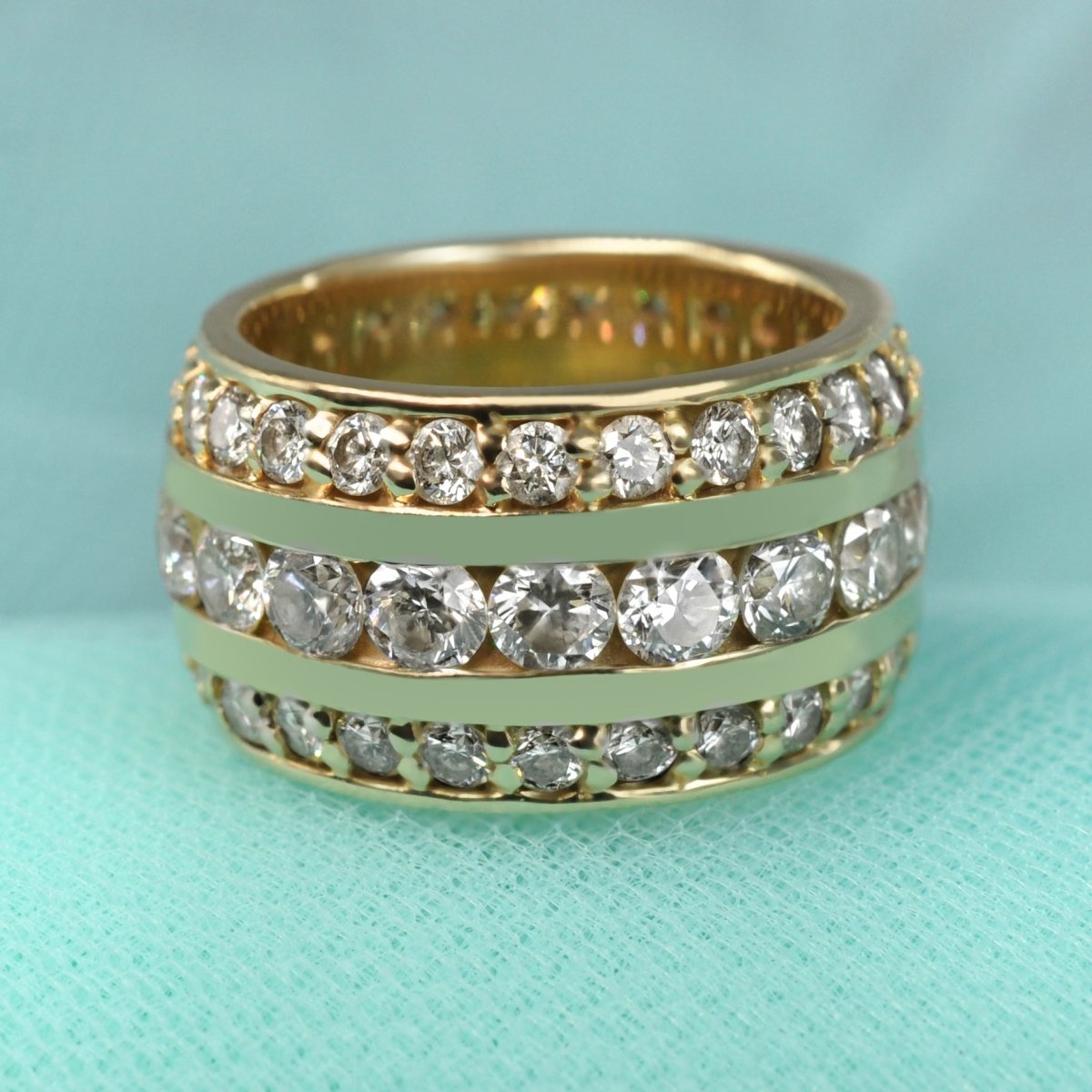 Certified 6.00 CT Round Cut Diamond Eternity Ring in 14KT Yellow Gold