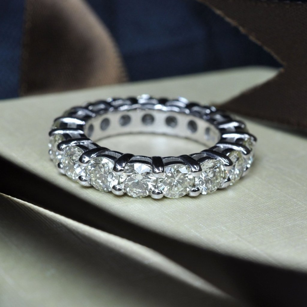 Certified 5.80CT Round Cut Diamond Eternity Ring in Platinum - Eternity Ring