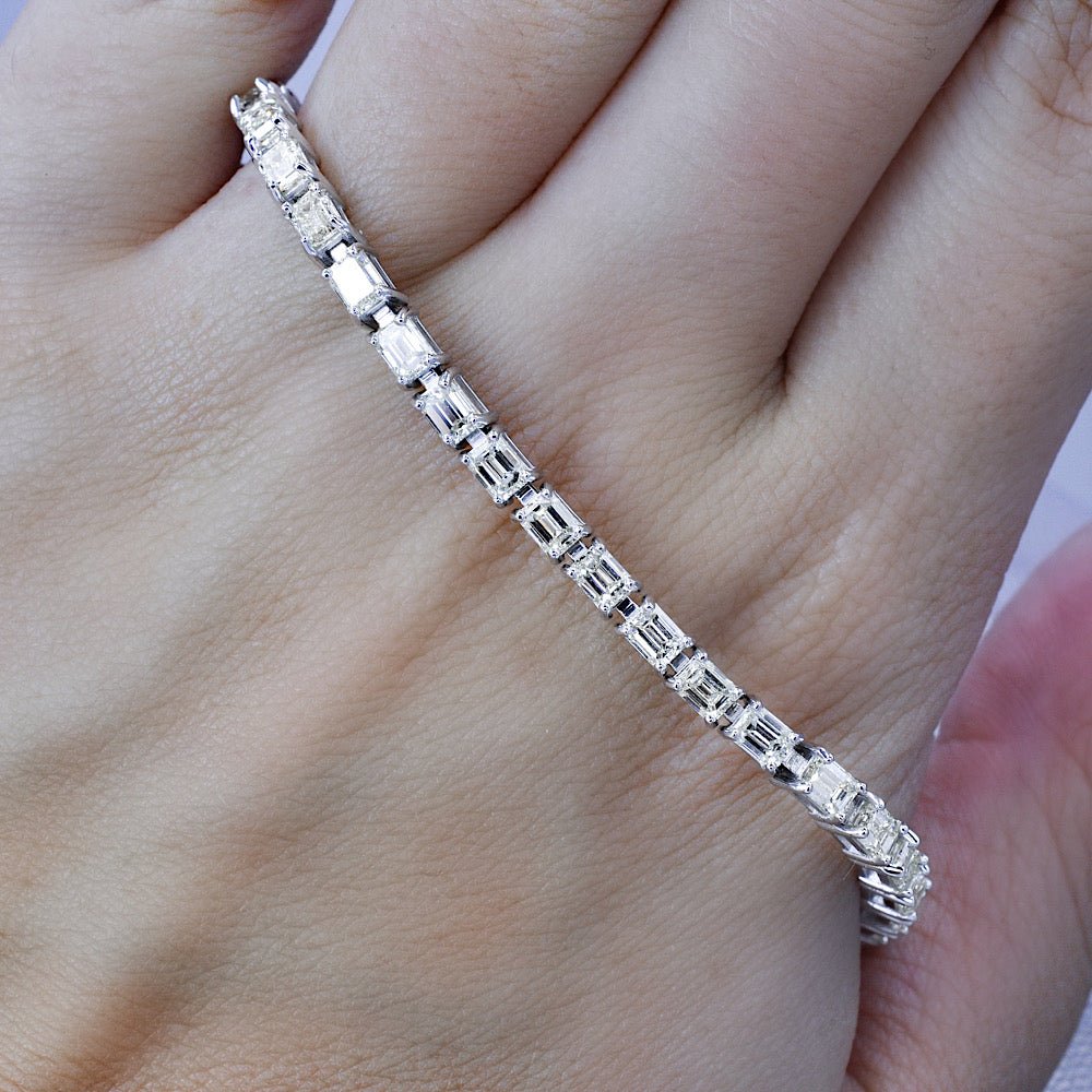Certified 6.50CT Emerald Cut Diamond Tennis Bracelet in 18KT White Gold - Primestyle.com