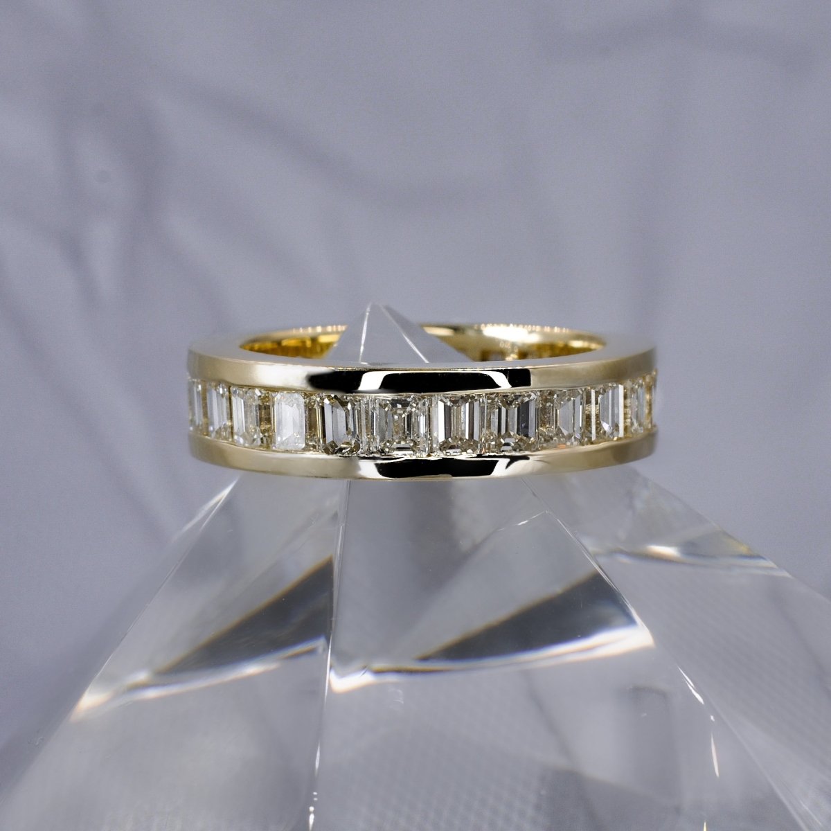 Certified 7.00CT Emerald Cut Diamond Eternity Ring in 14KT Yellow Gold - Primestyle.com