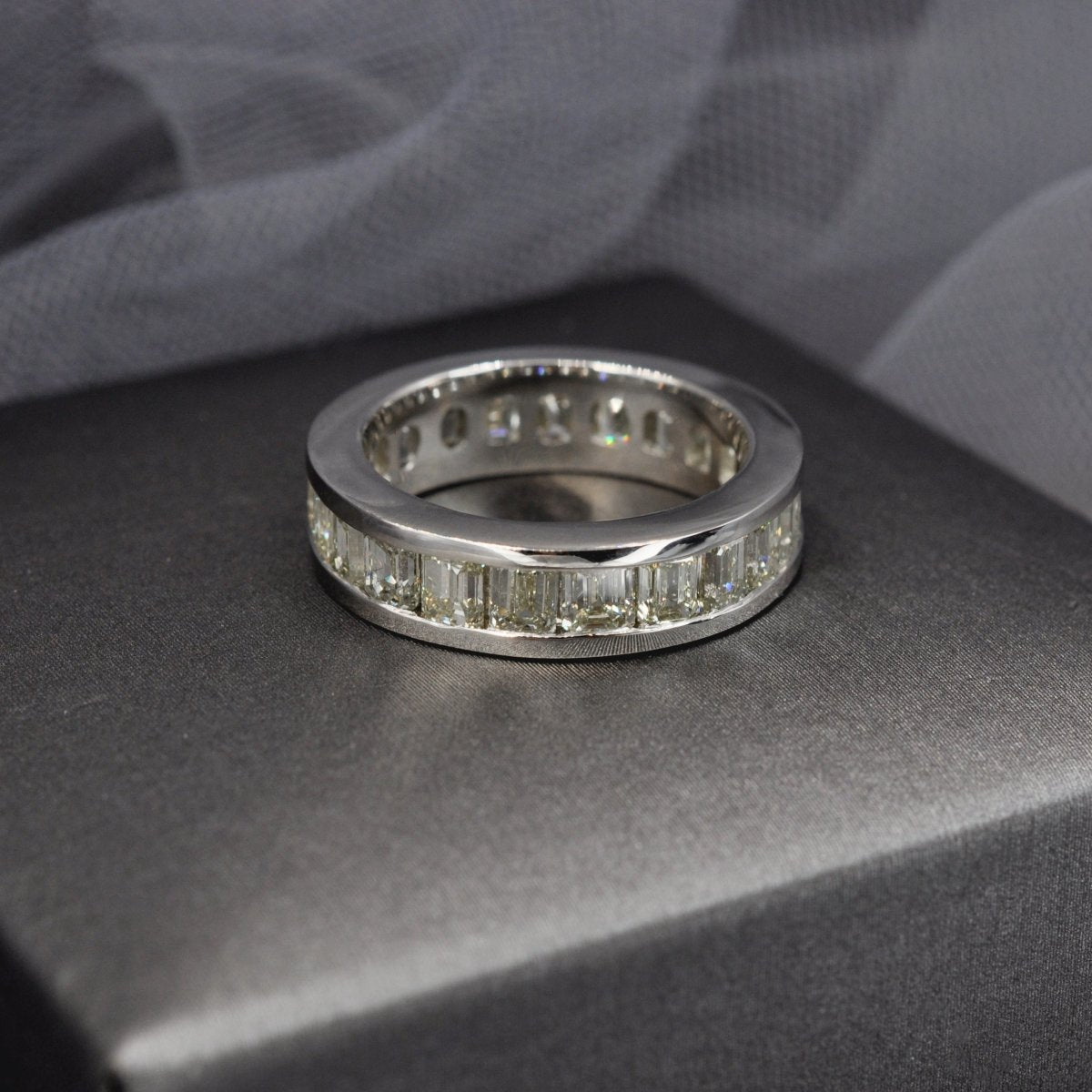Certified 7.00CT Emerald Cut Diamond Eternity Ring in Platinum - Primestyle.com