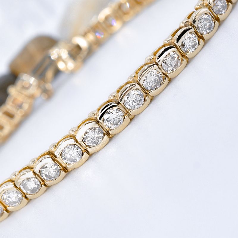 Certified 7.30CT Round Cut Diamond Tennis Bracelet in 14KT Yellow Gold - Primestyle.com