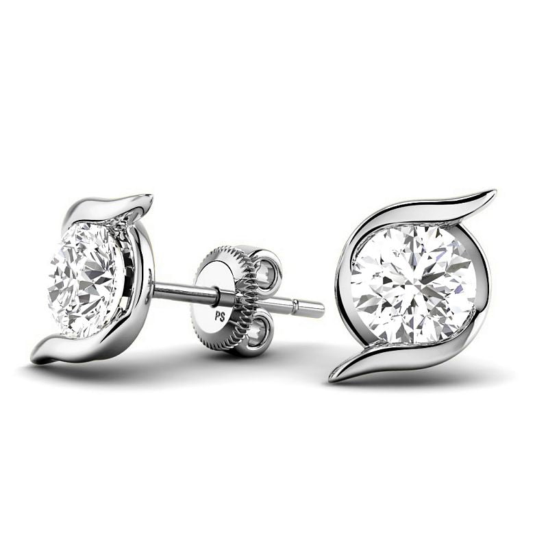 Channel Set 0.60-5.00 CT Round Cut Lab Grown Diamonds - Stud Earrings