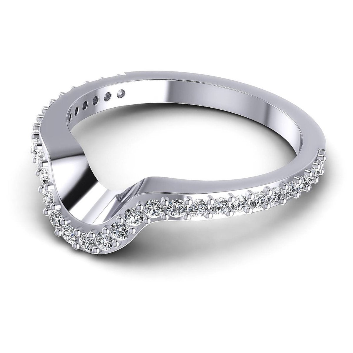 Chosen 0.35 CT Round Cut Diamond Wedding Band in 14KT White Gold - Primestyle.com