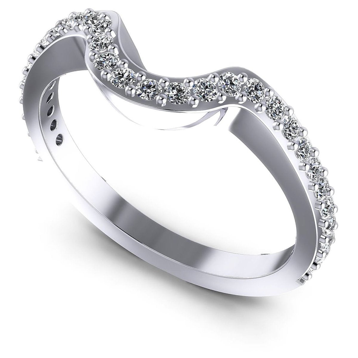 Chosen 0.35 CT Round Cut Diamond Wedding Band in 14KT White Gold - Primestyle.com