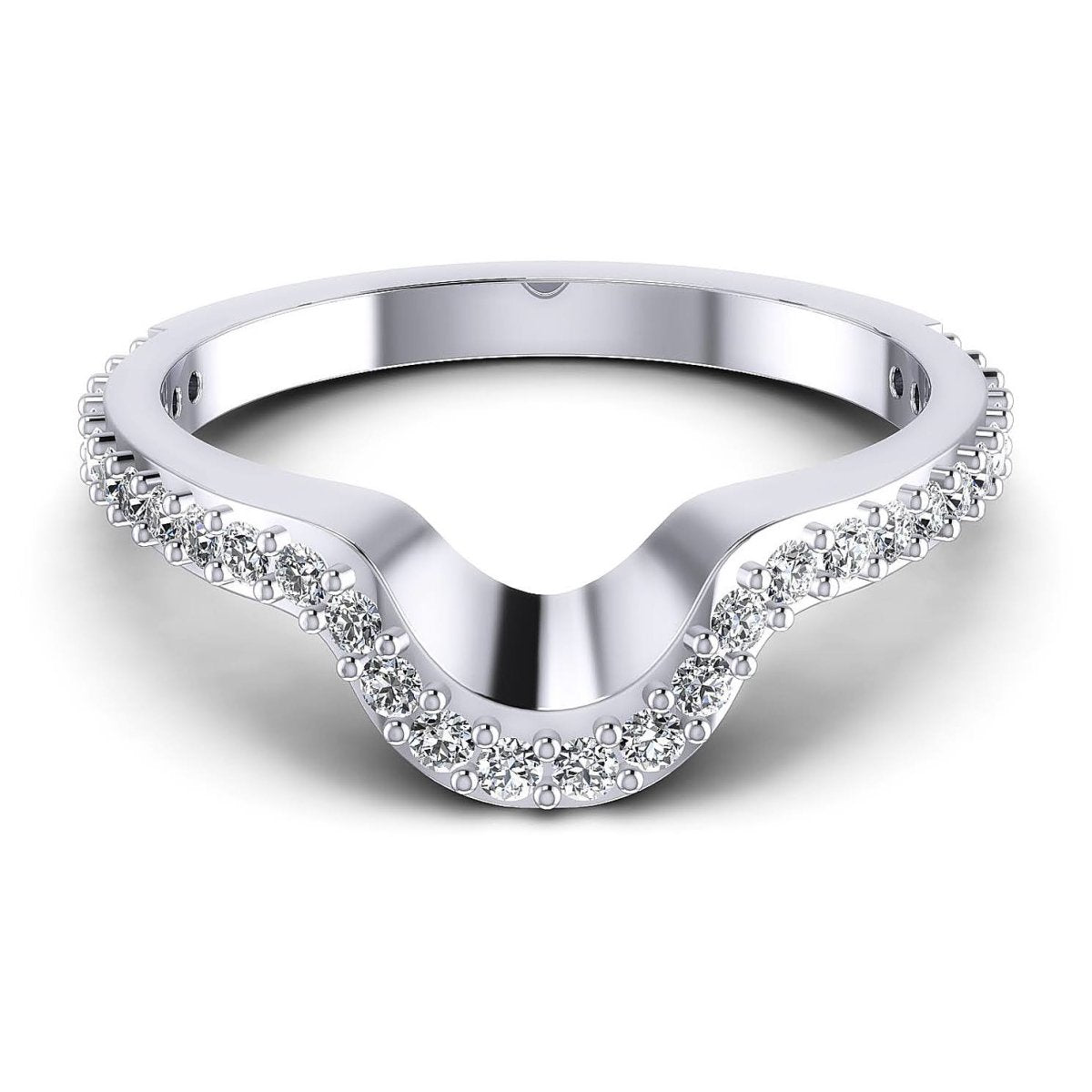 Chosen 0.35 CT Round Cut Diamond Wedding Band in 14KT White Gold - Primestyle.com