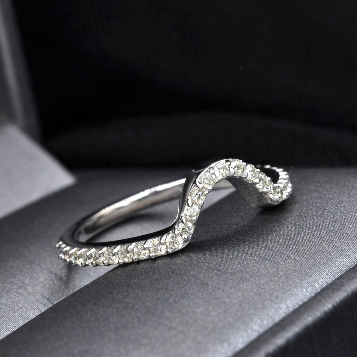 Chosen 0.35 CT Round Cut Diamond Wedding Band in 14KT White Gold - Primestyle.com