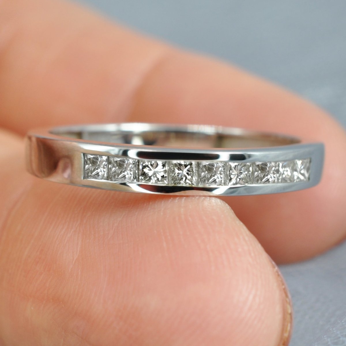 Chosen 0.65 CT Princess Cut Diamond Wedding Band in 14KT White Gold - Primestyle.com