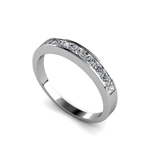 Chosen 0.65 CT Princess Cut Diamond Wedding Band in 14KT White Gold - Primestyle.com