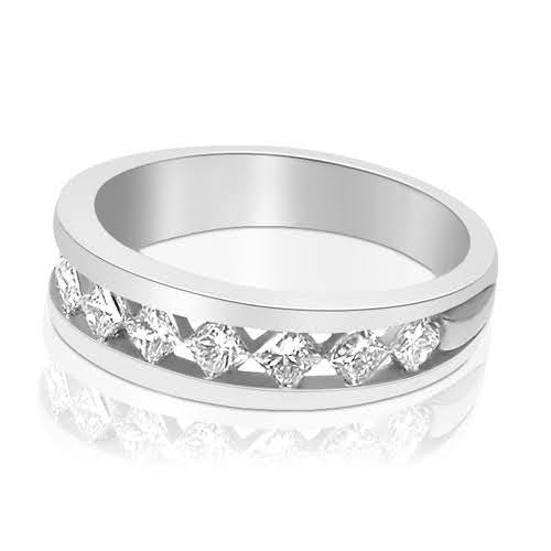 Classy 0.90CT Princess Cut Diamond Wedding Band in 14KT White Gold