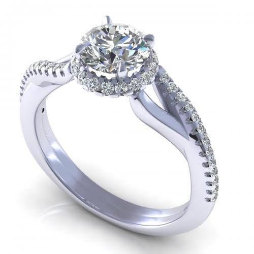 Classy 1.05 CT Round Cut Diamond Engagement Ring in Platinum - Primestyle.com