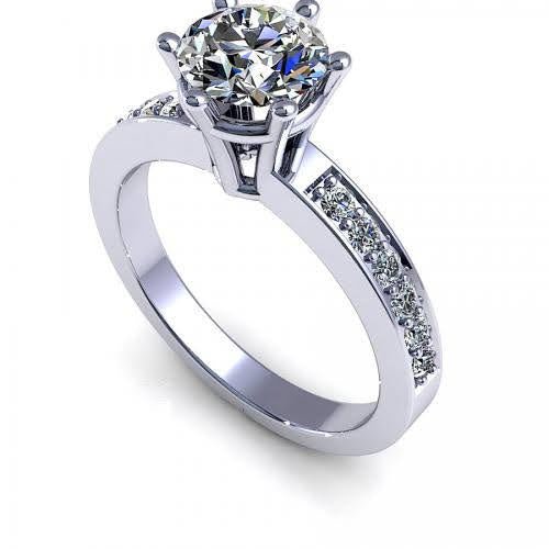 Cost-Effective 0.70 CT Round Cut Diamond Engagement Ring in 14 KT White Gold