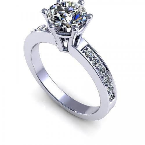 Cost-Effective 0.70 CT Round Cut Diamond Engagement Ring in 14 KT White Gold - Primestyle.com